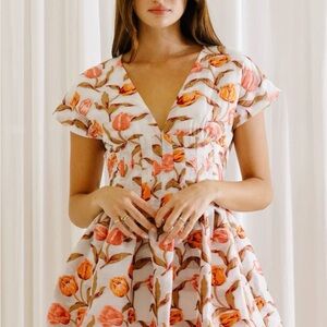 Floral V-Neck Dress - Tulips